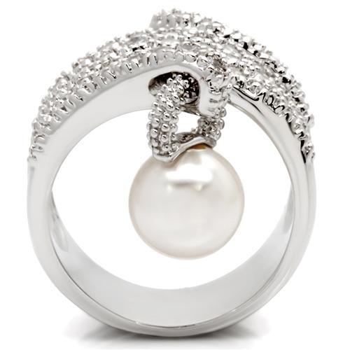 MA0W031 - Rhodium Brass Ring with AAA Grade CZ  in Clear