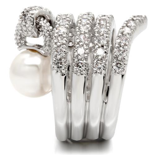 MA0W031 - Rhodium Brass Ring with AAA Grade CZ  in Clear