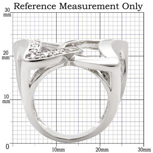 MA0W050 - Rhodium Brass Ring with AAA Grade CZ  in Clear