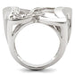 MA0W050 - Rhodium Brass Ring with AAA Grade CZ  in Clear