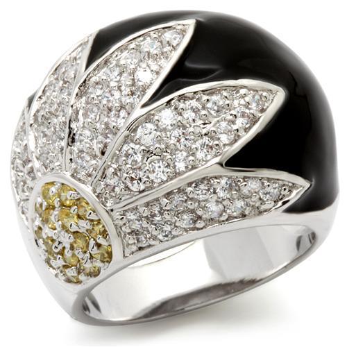 MA0W056 - Rhodium Brass Ring with AAA Grade CZ  in Topaz