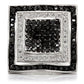 MA0W058 - Rhodium + Ruthenium Brass Ring with AAA Grade CZ  in Jet
