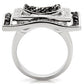 MA0W058 - Rhodium + Ruthenium Brass Ring with AAA Grade CZ  in Jet