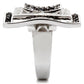MA0W058 - Rhodium + Ruthenium Brass Ring with AAA Grade CZ  in Jet