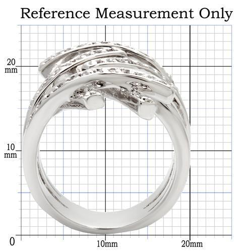 MA0W061 - Rhodium Brass Ring with AAA Grade CZ  in Clear
