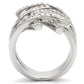 MA0W061 - Rhodium Brass Ring with AAA Grade CZ  in Clear