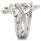 MA0W061 - Rhodium Brass Ring with AAA Grade CZ  in Clear