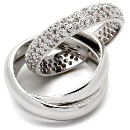MA0W065 - Rhodium Brass Ring with AAA Grade CZ  in Clear