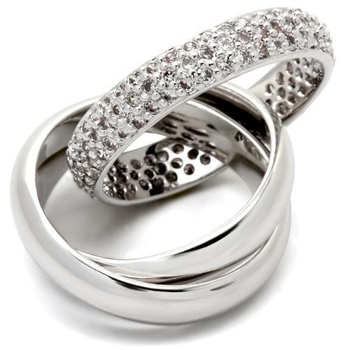MA0W065 - Rhodium Brass Ring with AAA Grade CZ  in Clear