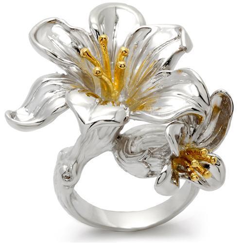 MA0W082 - Gold+Rhodium Brass Ring with No Stone