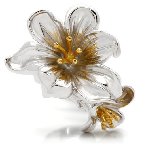 MA0W082 - Gold+Rhodium Brass Ring with No Stone