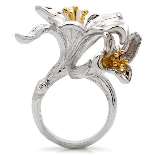 MA0W082 - Gold+Rhodium Brass Ring with No Stone
