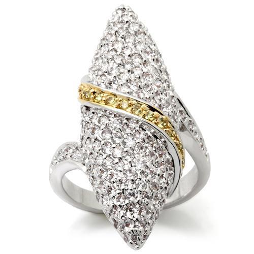 MA0W099 - Gold+Rhodium Brass Ring with AAA Grade CZ  in Topaz
