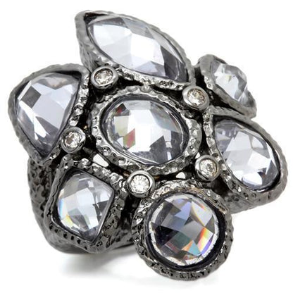 MA0W120 - Ruthenium Brass Ring with AAA Grade CZ  in Light Amethyst