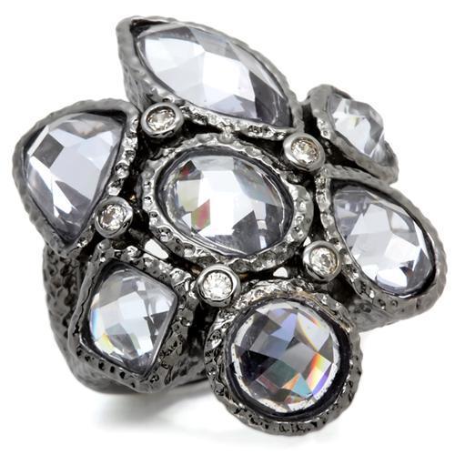 MA0W120 - Ruthenium Brass Ring with AAA Grade CZ  in Light Amethyst