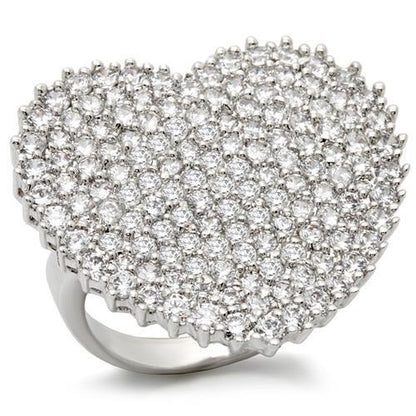 MA0W146 - Rhodium Brass Ring with AAA Grade CZ  in Clear