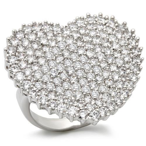 MA0W146 - Rhodium Brass Ring with AAA Grade CZ  in Clear
