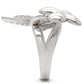 MA0W147 - Rhodium Brass Ring with AAA Grade CZ  in Clear
