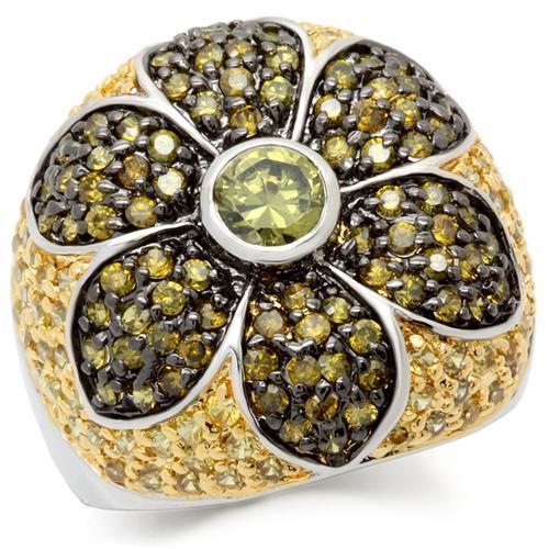 MA0W154 - Rhodium+Gold+ Ruthenium Brass Ring with AAA Grade CZ  in Multi Color
