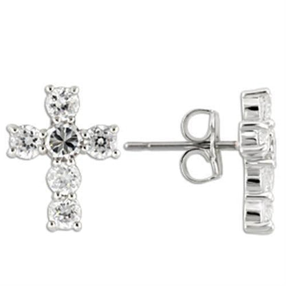 MA0W155 - Rhodium 925 Sterling Silver Earrings with AAA Grade CZ  in Clear