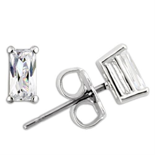 MA0W161 - Rhodium 925 Sterling Silver Earrings with AAA Grade CZ  in Clear
