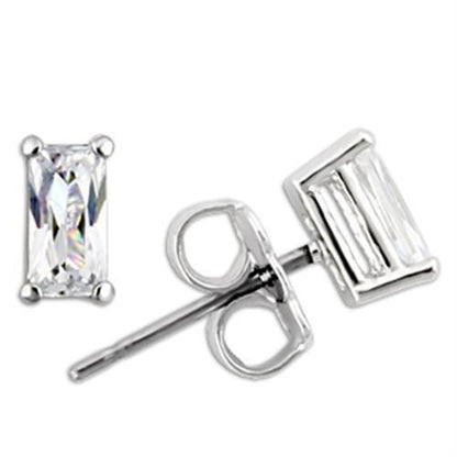 MA0W161 - Rhodium 925 Sterling Silver Earrings with AAA Grade CZ  in Clear