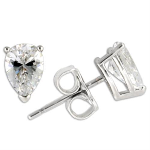 MA0W164 - Rhodium 925 Sterling Silver Earrings with AAA Grade CZ  in Clear