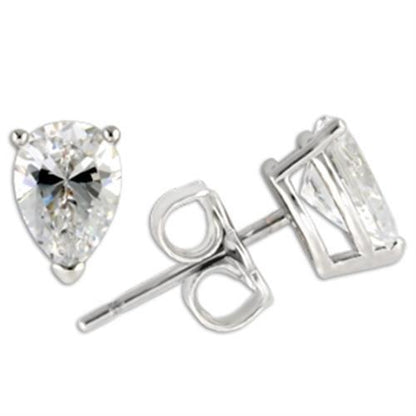 MA0W164 - Rhodium 925 Sterling Silver Earrings with AAA Grade CZ  in Clear