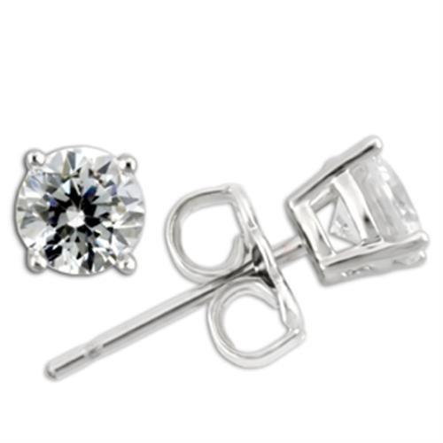 MA0W171 - Rhodium 925 Sterling Silver Earrings with AAA Grade CZ  in Clear