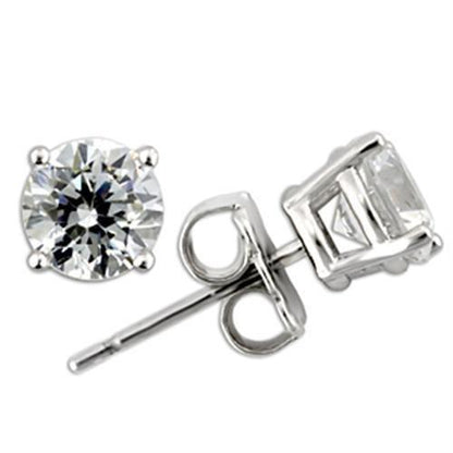 MA0W172 - Rhodium 925 Sterling Silver Earrings with AAA Grade CZ  in Clear