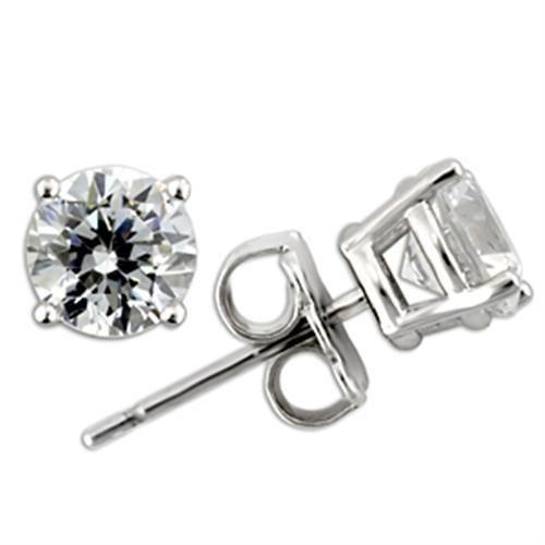 MA0W172 - Rhodium 925 Sterling Silver Earrings with AAA Grade CZ  in Clear
