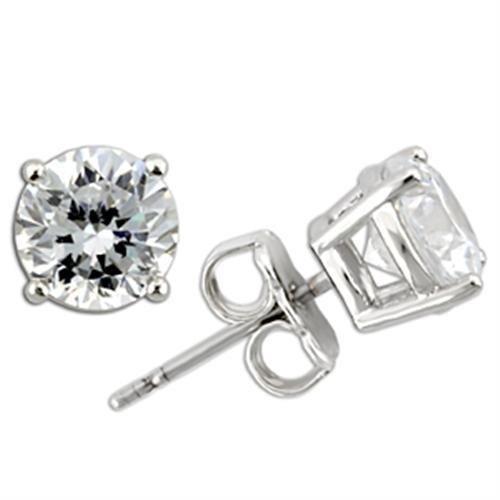 MA0W173 - Rhodium 925 Sterling Silver Earrings with AAA Grade CZ  in Clear