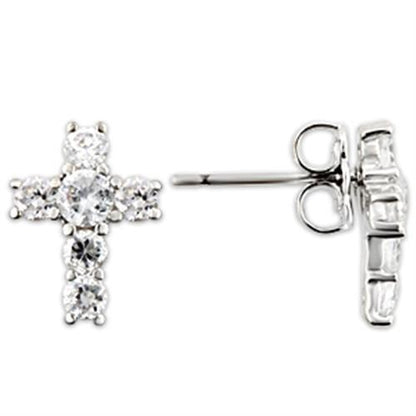 MA0W175 - Rhodium 925 Sterling Silver Earrings with AAA Grade CZ  in Clear