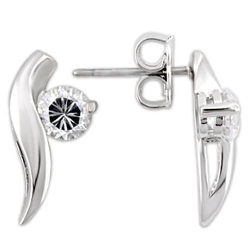 MA0W177 - Rhodium 925 Sterling Silver Earrings with AAA Grade CZ  in Clear