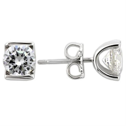 MA0W178 - Rhodium 925 Sterling Silver Earrings with AAA Grade CZ  in Clear