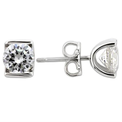 MA0W178 - Rhodium 925 Sterling Silver Earrings with AAA Grade CZ  in Clear