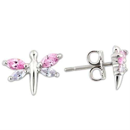 MA0W179 - Rhodium 925 Sterling Silver Earrings with AAA Grade CZ  in Multi Color