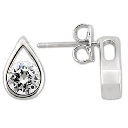 MA0W180 - Rhodium 925 Sterling Silver Earrings with AAA Grade CZ  in Clear