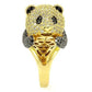 MA0W182 - Gold+Ruthenium Brass Ring with AAA Grade CZ  in Jet