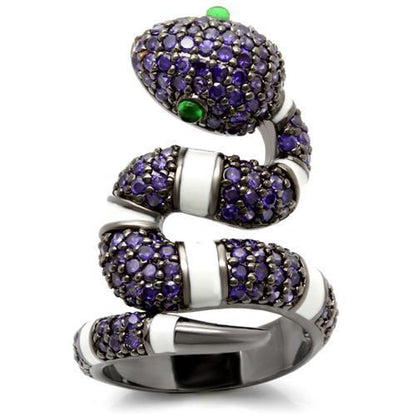 MA0W184 - Ruthenium Brass Ring with AAA Grade CZ  in Multi Color