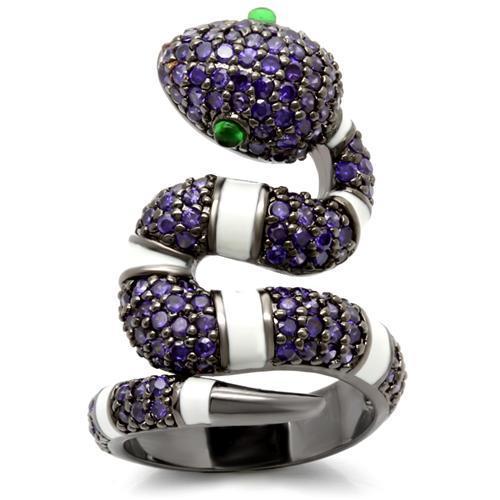 MA0W184 - Ruthenium Brass Ring with AAA Grade CZ  in Multi Color