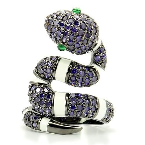 MA0W184 - Ruthenium Brass Ring with AAA Grade CZ  in Multi Color