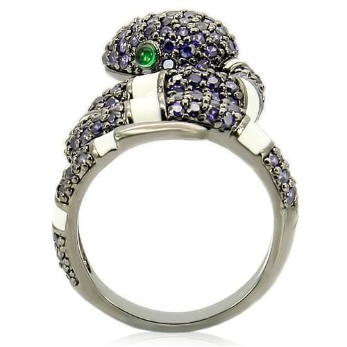 MA0W184 - Ruthenium Brass Ring with AAA Grade CZ  in Multi Color
