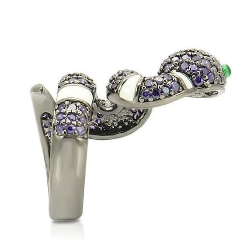 MA0W184 - Ruthenium Brass Ring with AAA Grade CZ  in Multi Color