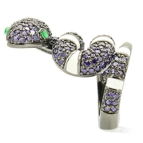 MA0W184 - Ruthenium Brass Ring with AAA Grade CZ  in Multi Color