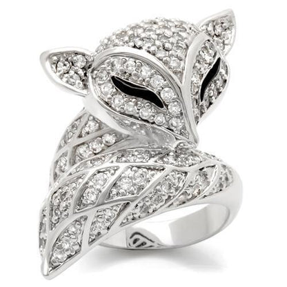 MA0W185 - Rhodium Brass Ring with AAA Grade CZ  in Clear