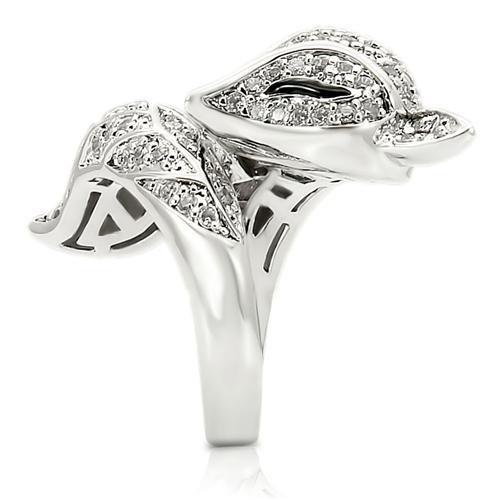 MA0W185 - Rhodium Brass Ring with AAA Grade CZ  in Clear