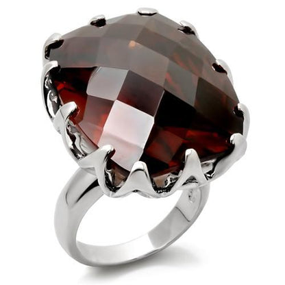 MA0W198 - Rhodium Brass Ring with AAA Grade CZ  in Smoky Topaz
