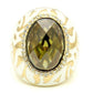 MA0W200 Gold Brass Ring with AAA Grade CZ in Olivine color