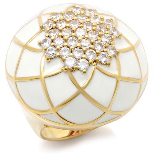 MA0W206 - Gold Brass Ring with AAA Grade CZ  in Clear